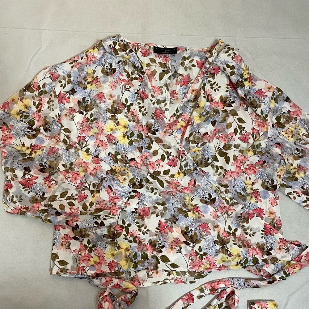 New Lane Bryant Classic Crop Sheer Full-Wrap Floral Long Sleeve Top Size 20 - Picture 5 of 10